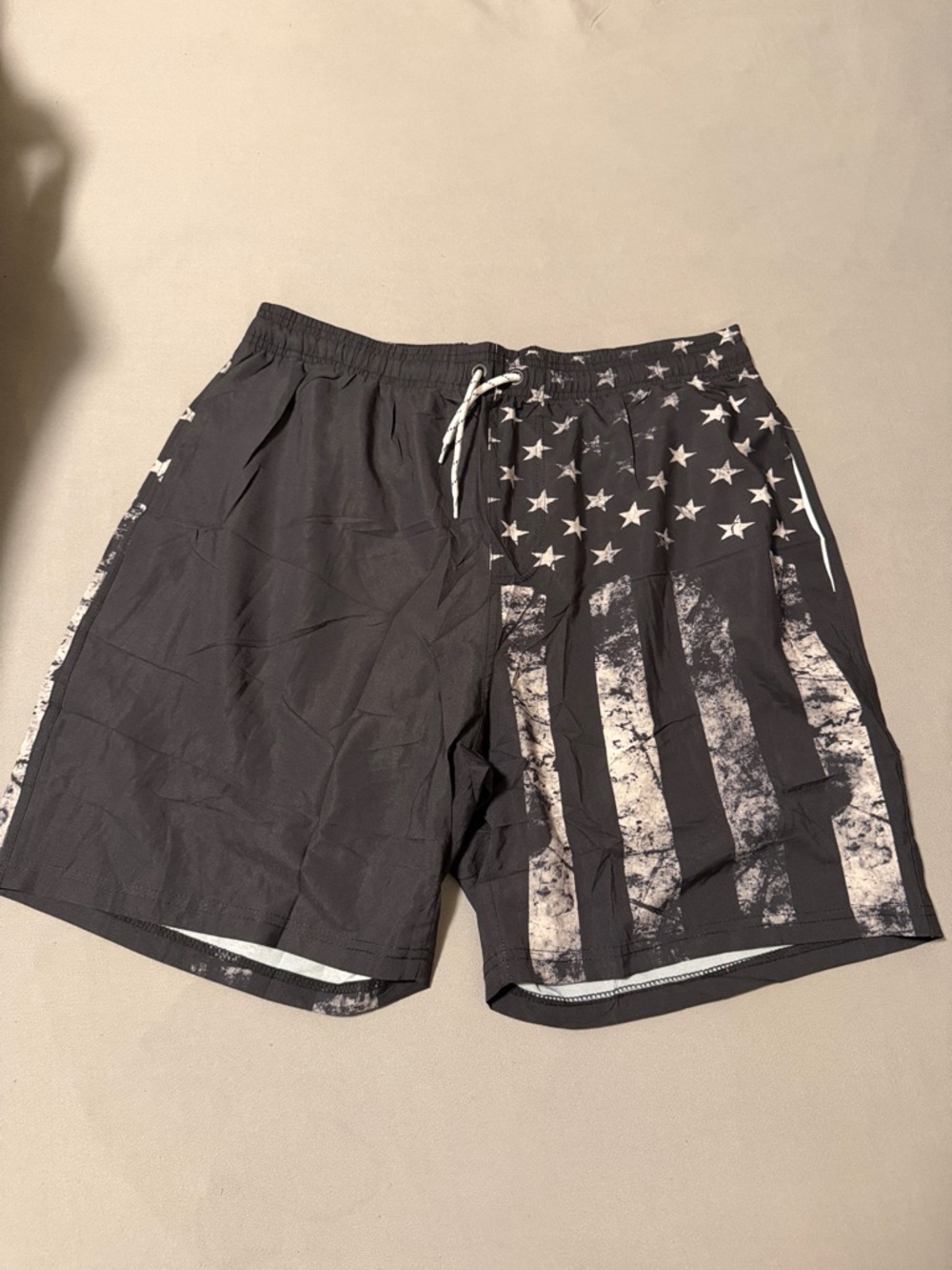 Men's Black American Flag Swim Shorts